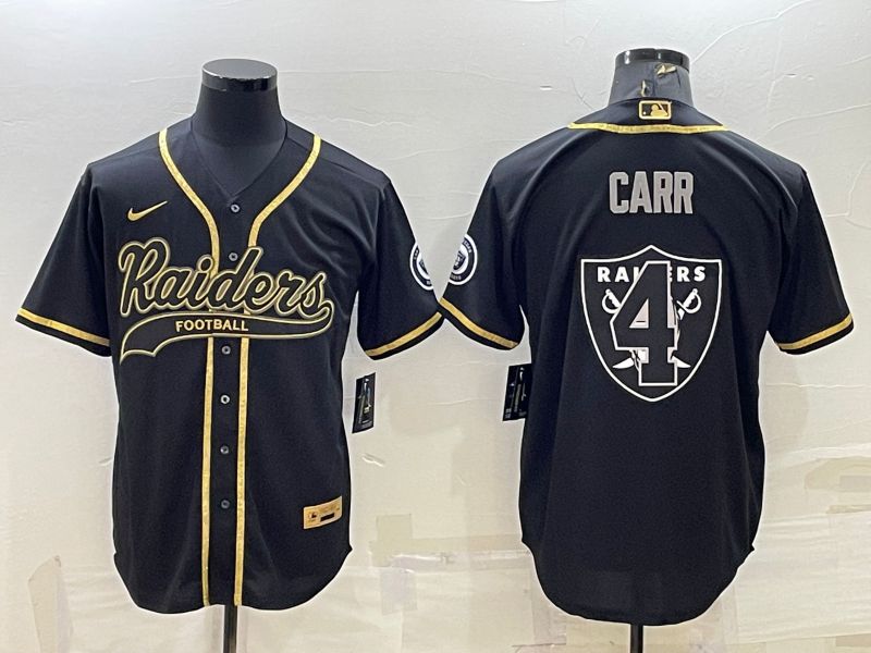 Men Oakland Raiders #4 Carr Black Gold 2022 Nike Co branded NFL Jersey